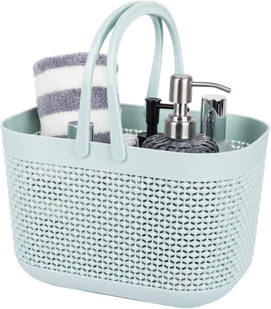 UUJOLY Plastic Organizer Storage Baskets with Handles, Shower Caddy Bins Organizer for Bathroom and kitchen (Blue)