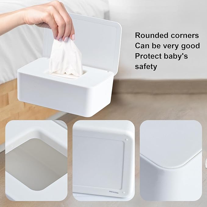 QBXMY7 1 Pcs Diaper Wipes Dispenser, Refillable Wipe Container, Wipe Container with Sealing Design Lid, Keep Wipes Fresh,Wet Wipes Cases (Black)
