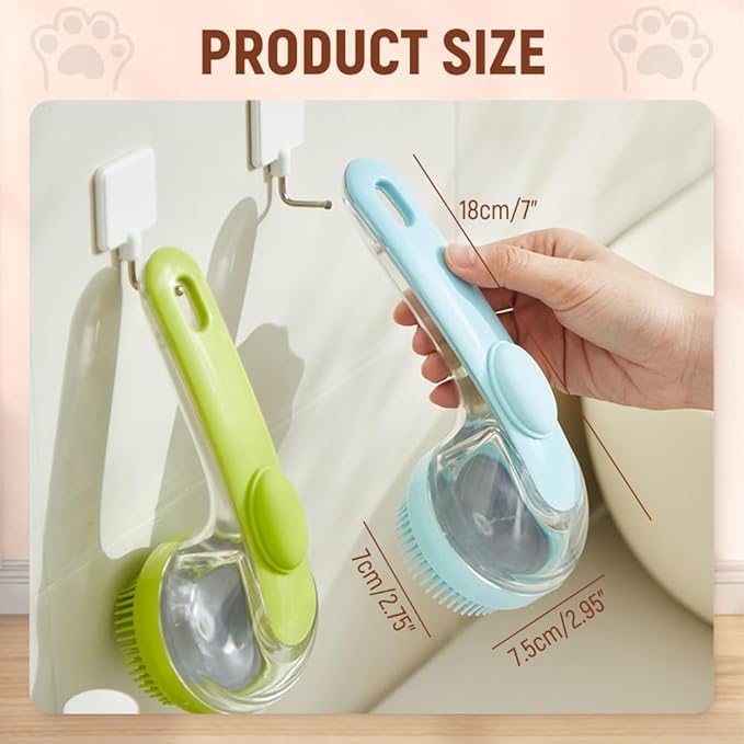 Dog Bath Brush, Pet Grooming Massage Scrubber for Long and Short Hair, 2025 Model (blue)