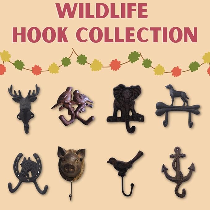 Comfy Hour Cast Iron Dog on Bone Double Wall Hook - Antique Vintage Style Heavy Duty Clothes & Key Hanger, Recycled Metal
