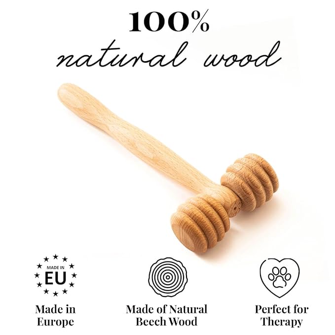 tuuli Wooden Pet Massager Massager Roller for Dogs, Cats, Horses, Massage Brush, Short or Long Hair