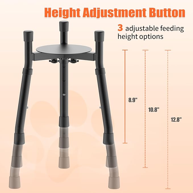 Elevated Dog Bowls Stand with Adjustable Height and Width [Stand Only], Raised Dog Bowl Stand, Elevated Pet Water & Food Feeder for Small&Medium Dogs, Adjustable Wide 6.3"-10.2", 3 Height Adjustment