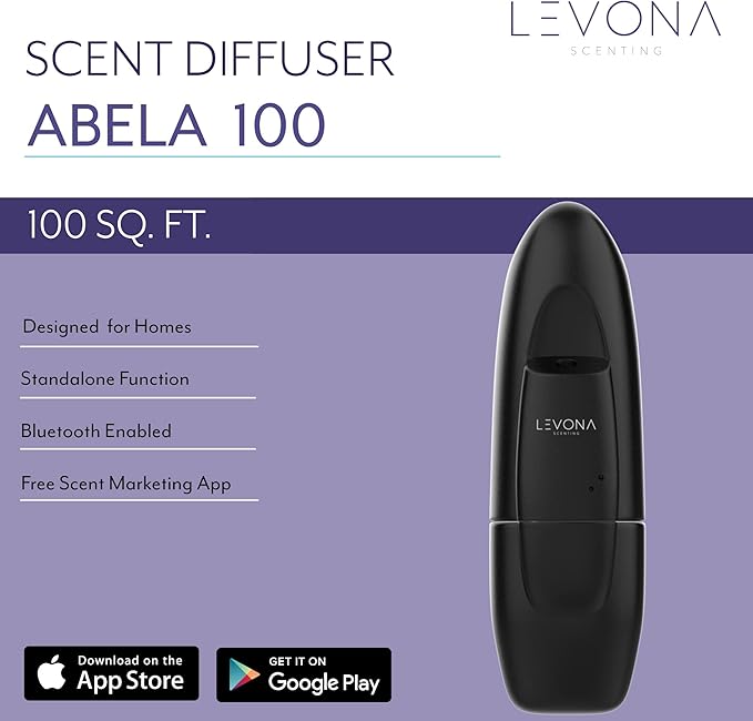 Levona Scent Waterless Diffuser - Essential Oil Aroma Smart Plug-in, Portable Scent Machine for Home, Office & Hotel Room, Covers 500 sqft - Abela 100, Matte Black (with 120ml Oil & Cleaning Cloth)