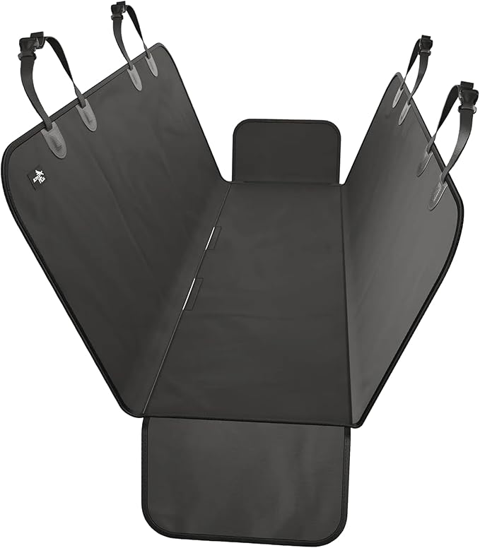 Active Pets Waterproof Hammock Standard Car Seat Cover, Fits Sedans Hatchbacks Crossovers Coupes Compact Vehicles, Secure Convertible Travel Bed Protects Backseat Cargo from Dogs, Black w/Black Trim