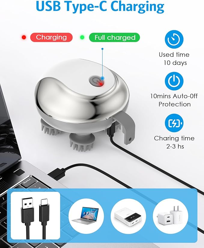 AMIR Electric Scalp Massager, Handheld Pet Massager for Dogs and Cats, Cat Head and Back Scratcher with 3 Speed Modes, 4 Massage Heads, Waterproof Electric Cat Massage Tool for Promote Bonding