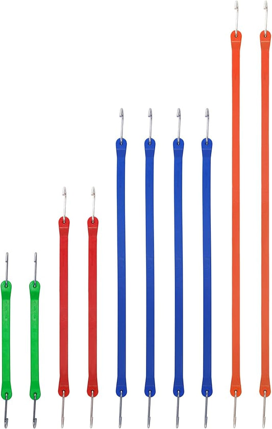 Rubber Bungee Cords with S Hooks, Heavy Duty Bungee Straps, Assorted Sizes with 15% Wider & Over 132 lbs Load, Colored, 100% EPDM Rubber for Cargo, Tarps, Van, Truck, 10", 15", 21", 31" (10 Pack)