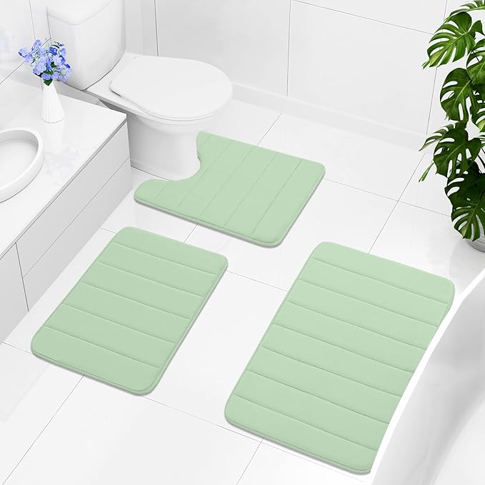 Buganda Memory Foam Bath Mat, 44" x 24", Ultra Soft and Non-Slip Bathroom Rugs, Water Absorbent and Machine Washable Bath Rug Runner for Bathroom, Shower, and Tub, Sage Green