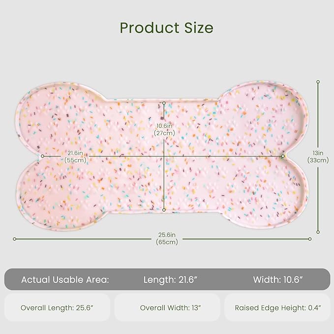 Dog Food Mat Anti-Slip Silicone Dog Bowl Mat Thicker Pet Placemat Waterproof Cat Feeder Pad with Raised Edge Puppy Kitten Feeding Mats Suitable Small Medium-Sized Dogs Cats Eating Tray