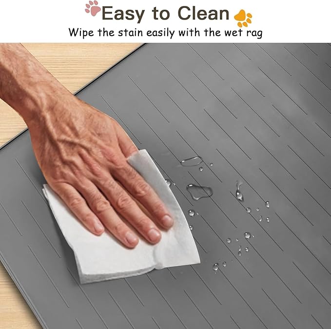 Largest Dog Food Mat, 39.5"x29.5" Silicone Dog and Cat Mat for Food and Water Bowls, Thinken Waterproof Non-Slip XXXL Pet Feeding Mat for Floors (Avocado Green)