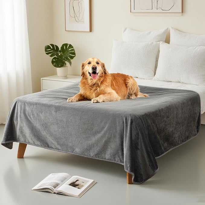 CAPT.SNOOZE Waterproof Dog Blankets Dark Grey, 30"x40" Cat Blanket for Indoor Cats, Soft Fluffy Sofa Car Bed Protector, Reversible Leakproof Flannel Puppy Blanket for Small Medium Dogs