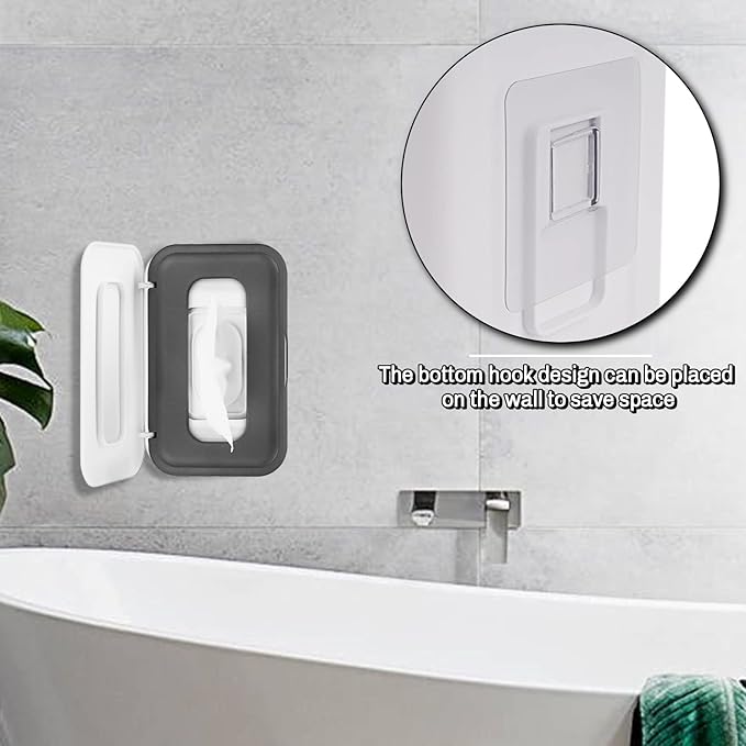 Whiidoom Baby Wipes Dispenser Wipes Holder Wipes Container Case, Keep Wipes Fresh and Clean, for Home Office Kitchen (New Grey)