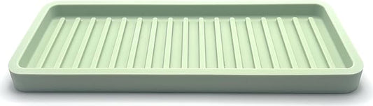 Happitasa Silicone Kitchen Sink Organizer Tray, Sponge Holder and Countertop Protector | Bathroom and Kitchen Soap Dish and Dispenser Tray (Pistachio, 9"x3.5")