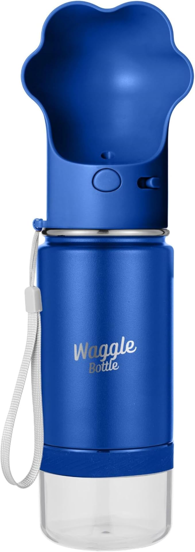 Waggle Bottle Stainless Steel Dog Travel Water Bottle, Vacuum Insulated Portable Dog Water Dispenser, Drink Cup and Snack Container On The Go, Outdoor Walking, Hiking, Travel (Cobalt)