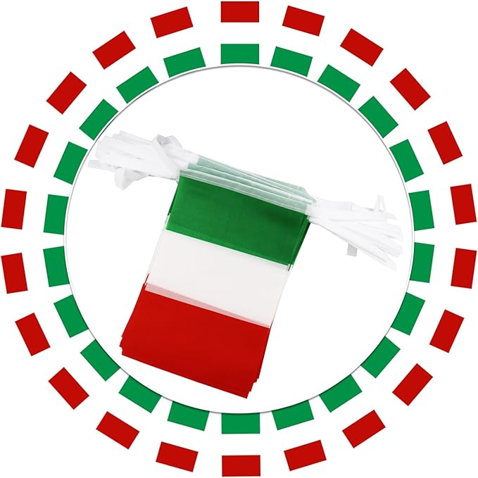 Italy String Flag Pennant Banner - 38 Flags, 42 Feet Small Mini Italian Flags Bunting Banner for Country Decoration, School, Party, Sports Events