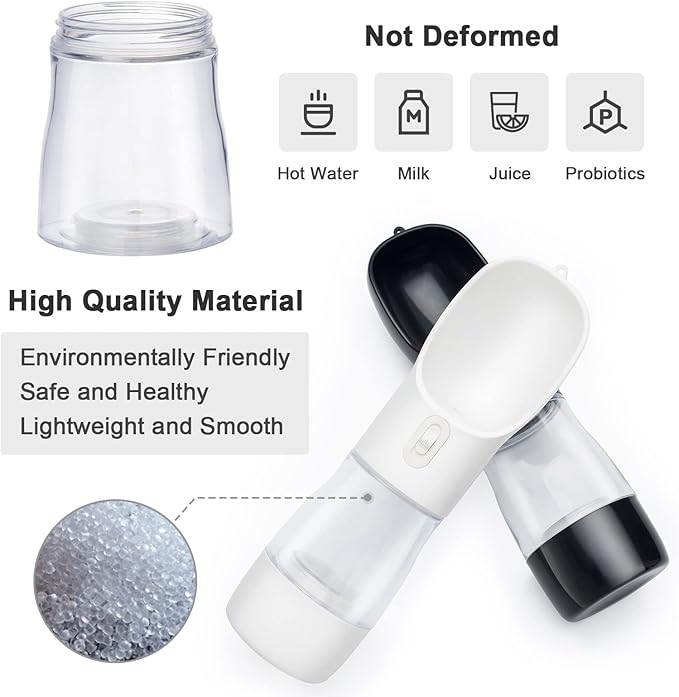 Misthis Outdoor Dog Water Bottle Portable - Leak Proof Bottles Dispenser for Dogs On The Go with Food Container Multifunctional Travel Outdoor（Black）