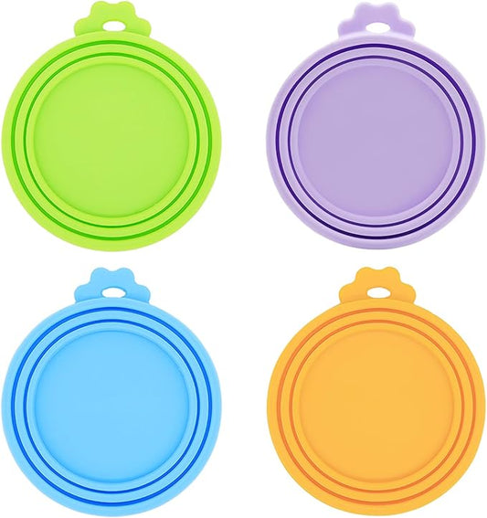 Food Can Covers/4 Pack/Universal BPA Free Silicone Dog Cat Food Tin Lids for Dog and Cat Food/Fits All Standard Size Can Tops for Pet Food Storage(Mix Color2)