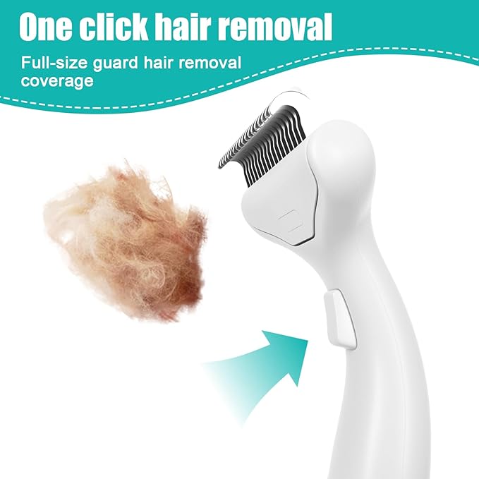 Mllzhauib Dog & Cat Brush, Deshedding Brush with Easy Release Button, Premium Grooming Tool for Shed Control & Undercoat Removal, Ideal for Long/Short Haired Pets (White)