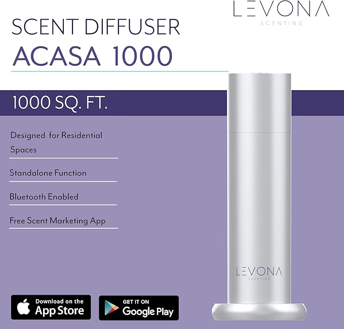 Levona Scent Waterless Diffuser: Scent Air Machine for Home - Smart Diffuser for Essential Oils - Essential Oil Plug in Diffuser for Hotel Room - Brushed Silver (120ml Oil Included)
