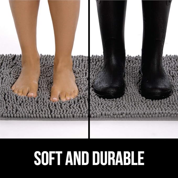GORILLA GRIP SOAKSTOPPER Dog Door Mat, Machine Washable Rug Absorbent Doormat Captures Moisture Mud Dirt, Quick Dry Soft Chenille Entryway Rugs Indoor Entrance Mats for Dog Paws, 24x17 Beige Ivory