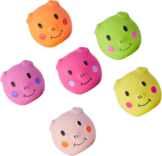 Coricorsu Squeaky Dog Toy Dog Squeaky Toys Chewing Durable Teething Latex Rubber Soft Interactive Fetch Play Dog Balls with Funny Piggy Face for Puppy Small Medium Pet Dog (6PCS)