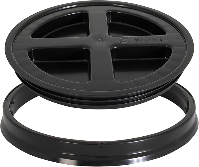 GAMMA2 Gamma Seal Lid - Pet Food Storage Container Lids - Fits 3.5, 5, 6, & 7 Gallon Buckets, Black, Made in USA