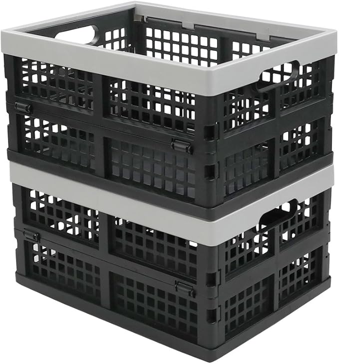 Doryh 16-Liter Collapsible Storage Crates/Stackable Storage Container Basket, Set of 2