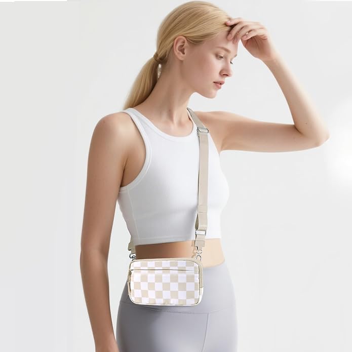Checkered WristleWallets for Women, RFID Wallet Crossbody with 4 Zippers, Credit Card Holder Cell Phone Organizer