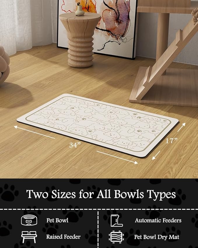 Pet Feeding Mat-Absorbent Dog Mat for Food and Water Bowl-No Stains Quick Dry Dog Water Dispenser Mat