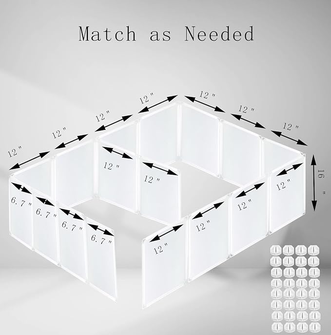Cat Litter Box Enclosure Splash Guard,DIY Large Pet Litter Box Shields for Open Top Litter Pan.Small Animal Pen for Hamsters, Guinea Pig (Not Include Litter Mat White, X-Large L48''W36''H16'' 16 PCS)