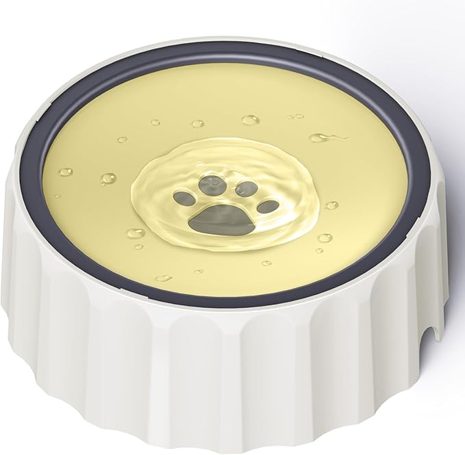 FORWH Dog Small Animals Water Bowl No Spill 70oz/2L Large Capacity Dispenser Non Slip No Splash Small Animals Bowl Pet Slow Feeder No Drip Dog Water Bowl on Vehicle for Dogs and Cats - Beige