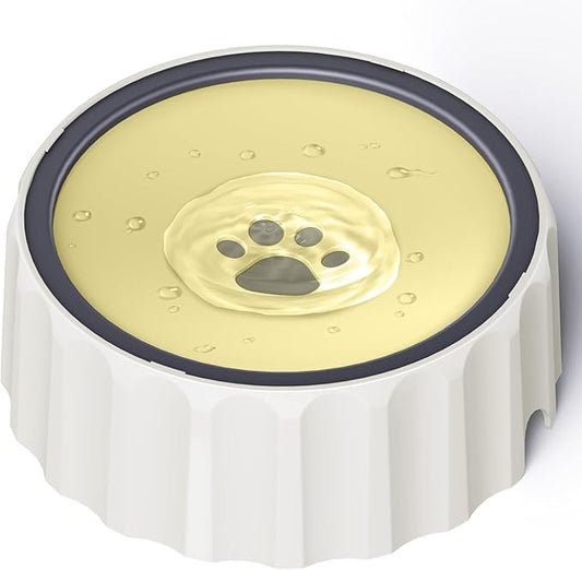 FORWH Dog Small Animals Water Bowl No Spill 70oz/2L Large Capacity Dispenser Non Slip No Splash Small Animals Bowl Pet Slow Feeder No Drip Dog Water Bowl on Vehicle for Dogs and Cats - Beige