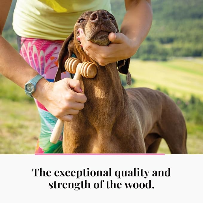 tuuli Wooden Pet Massager Massager Roller for Dogs, Cats, Horses, Massage Brush, Short or Long Hair