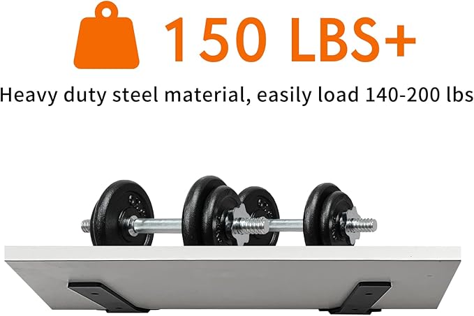 Floating Shelf Brackets, 8 inch Heavy Duty Industrial Shelf Bracket, Black Metal L Brackets for Shelves Support DIY with Hardware(6 Pack)