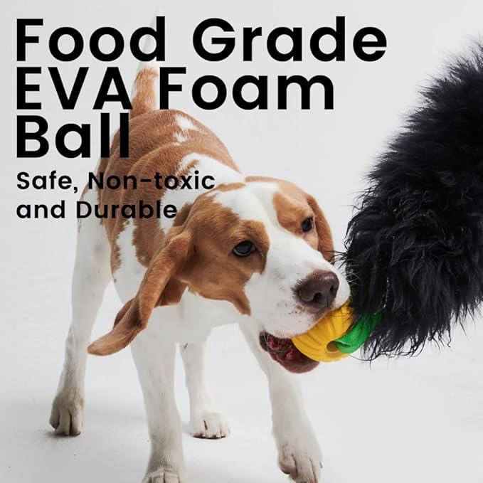 HOWGO Dog Rope Toy,Dog Bungee Chaser Toy 100% Sheepskin,Sheep Smell Tug Toy for All Breeds (Green, with Rubber Ball)