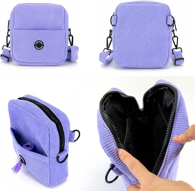 COOWONE Dog Treat Pouch,Velvet Dog Training Pouch Bag Built-in Poop Bag Dispenser | Large Capacity Pet Treat Training Bag for Treats, Kibbles, Pet Toys (lightpurple)