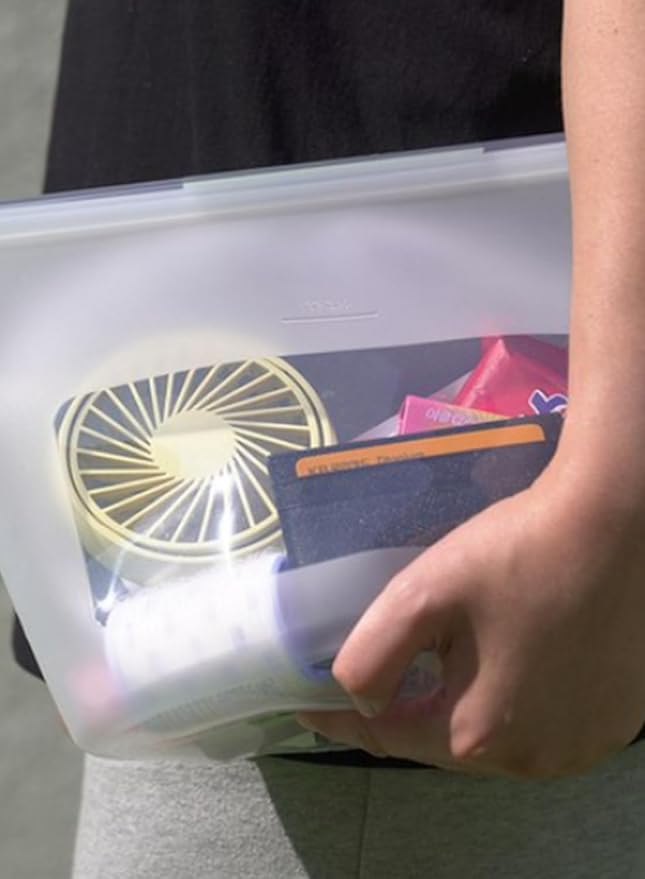 Reusable Silicone Food Storage Bags 4-Pack with 1 Sandwich, 1 Lunch, 1 Half-Gallon and 1 Gallon, Multi-Use & Sous Vide Stand-Up Container for Soup and Leftovers, Microwave, Dishwasher and Freezer Safe