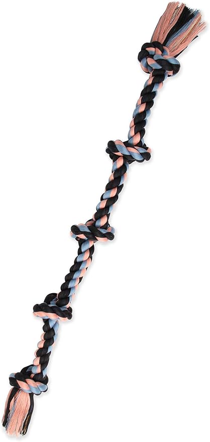 Mammoth Flossy Chews Multi Color 5 Knot Rope Tug – Premium Cotton-Poly Tug Toy for Dogs – Interactive Dog Rope Toy – Tug Dog Chew Toy for Big Dogs - X-Large, 36”