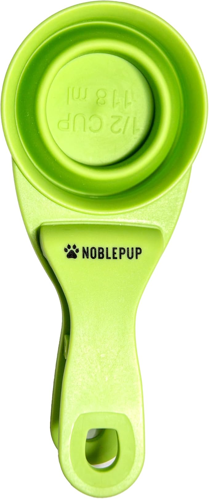 MeasureMate Pet Food Scoops with Bag Clip for Dog and Cat - 3-in-1 Multi-Function Collapsible Food Measuring Cup - 1/2 Cup Capacity, 4oz, Green - Dishwasher Safe
