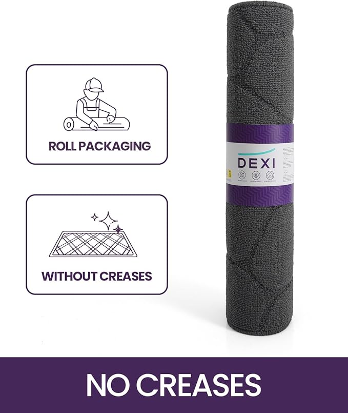 DEXI Front Door Entryway Mat Non Slip, 4x6 ft Washable Inside Entrance for House Floor Low Profile, Thin Entry Doormat Absorbent Dirt Trapper, Pebble Grey