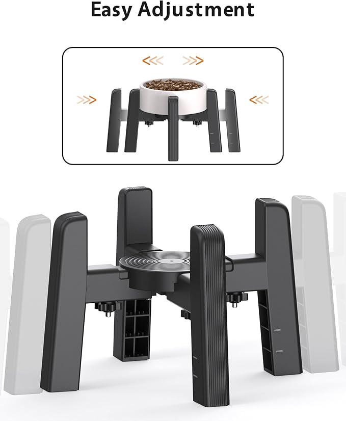 CZPET Dog Bowl Stand with Adjustable Width [Stand Only], Single Raised Pet Water & Food Feeder for Medium Dogs, Stable and Anti-Slip Elevated Bowl