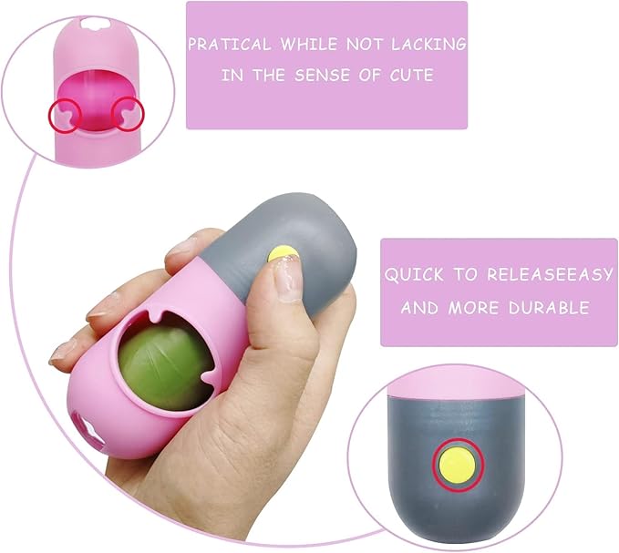 Morn Light 2 Pack Poop Bag Holder with Flashlight Waste Bag Dispenser for Leash with Clip and Battery Poop Bag Dispenser with Green Scented Poop Bags for Dog Walking(Pink,2 Dispenser 60 Bags)