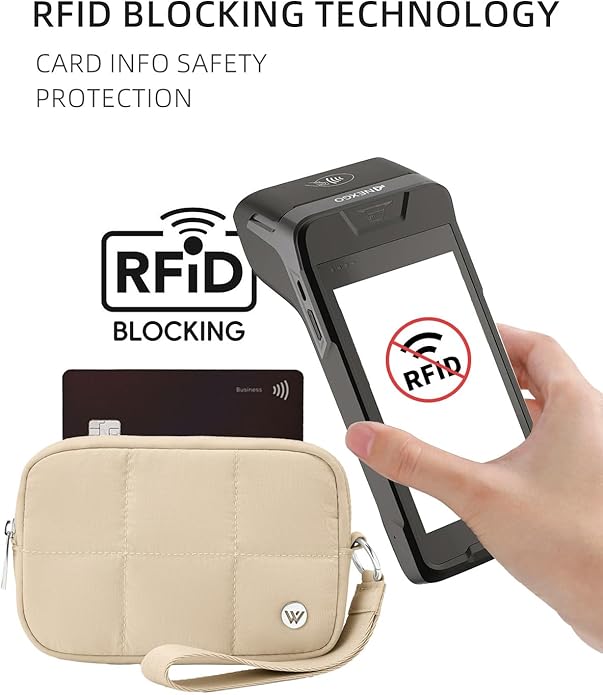 WESTBRONCO Puffer Wristlet Wallets for Women RFID Nylon Wallet with Zipper Quilted Purse for Travel Credit Card Holder Phone