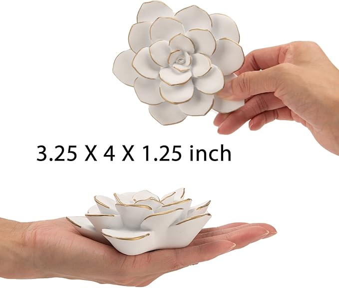 Guichifun Flower Wall Decor 3D Resin Succulent plants - Wall Hanging Decor Art Decor for Home Bedroom Living Room White Christmas Gift 3.25 X 4 X 1.25 Inch