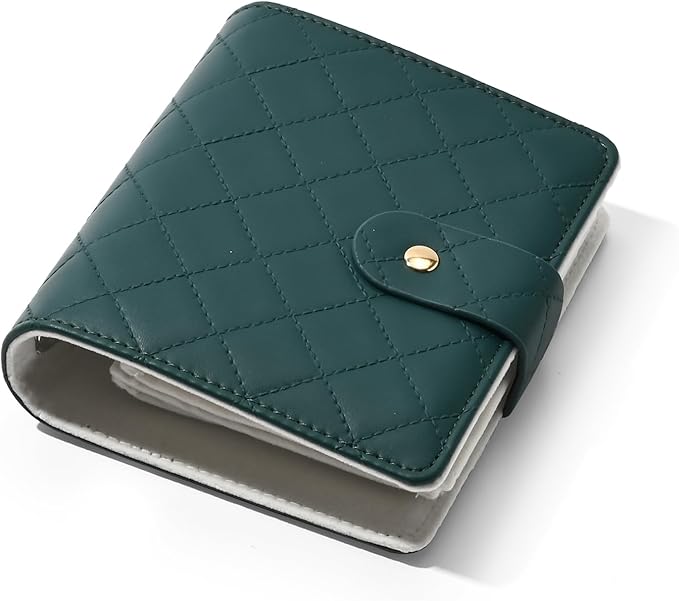 Oirlv Mini Travel Jewelry Organizer Case Portable Jewelry Book with Velvet Pouches for Jewelry Travel Essentials(Blue-Green)