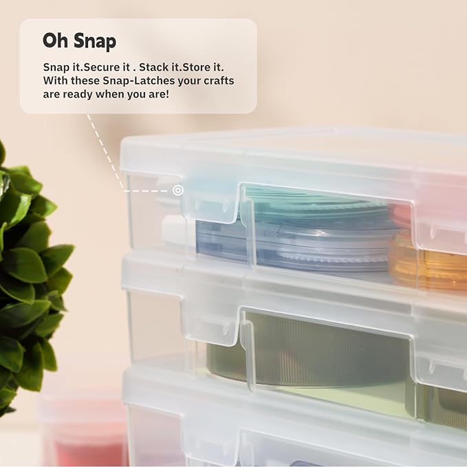 novelinks Plastic Clear Storage Containers for Organizing, Craft Storage Organizers and Stackable Storage Bins with Lids for Pencil Box, Bead, Cookie Cutter, Board Game (6 Pack Large)