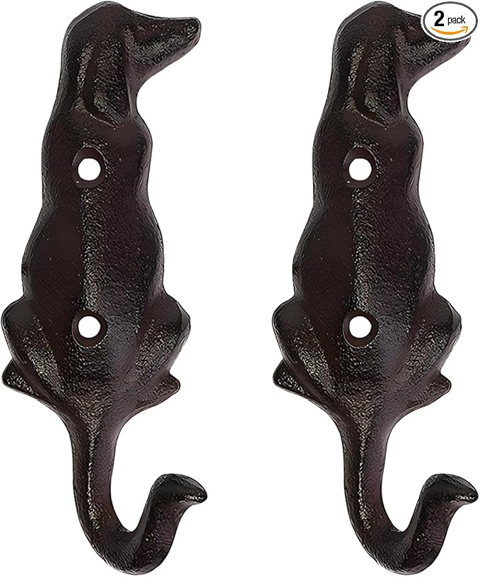 2 Pack Cast Iron Dog Hook, Dog Leash Hooks for Wall, Dog's Towel Wall Hook