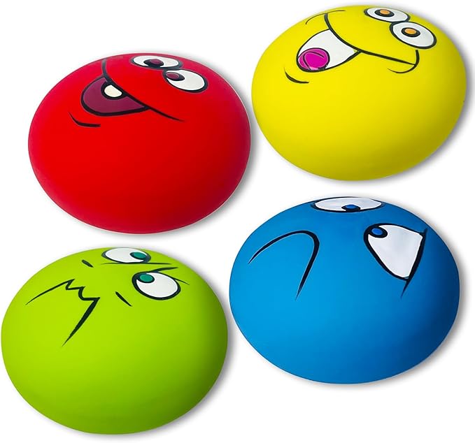 PUPATTIC Squeaky Dog Toys for Small Dogs 2.2", Flat Squeaky Dog Balls Small Dog Toy Ball, Latex Dog Squeaky Toys Ball Indoor, Outdoor