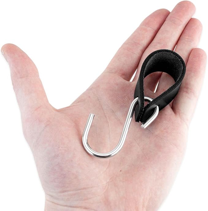 Brute Strength - S Hook with Leather Loop - Black - 12 x - 12.5 x 2.5 cm - Coat Hooks for Carving Hooks Leather