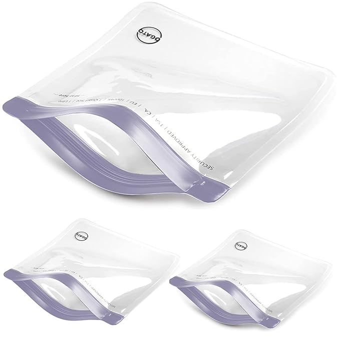 Ogato 3pcs - TSA Approved Toiletry Bag - Our Quart Size Clear Toiletry Bags are Security Approved Worldwide for Liquids & Cosmetics - 100% 3-1-1 Compliant Clear Travel Bags for Toiletries Violet