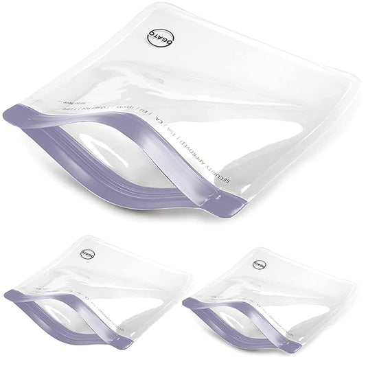 Ogato 3pcs - TSA Approved Toiletry Bag - Our Quart Size Clear Toiletry Bags are Security Approved Worldwide for Liquids & Cosmetics - 100% 3-1-1 Compliant Clear Travel Bags for Toiletries Violet